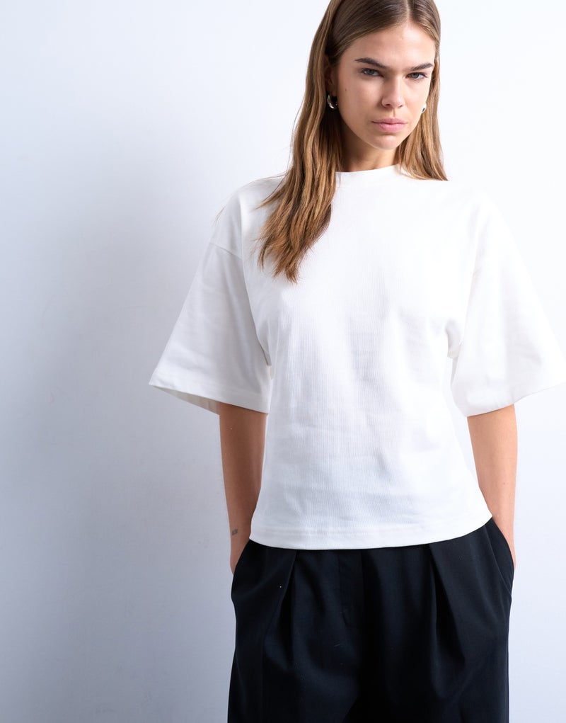 TOPSHOP Casual Short Sleeve Structured Back Detail Top - Image 1